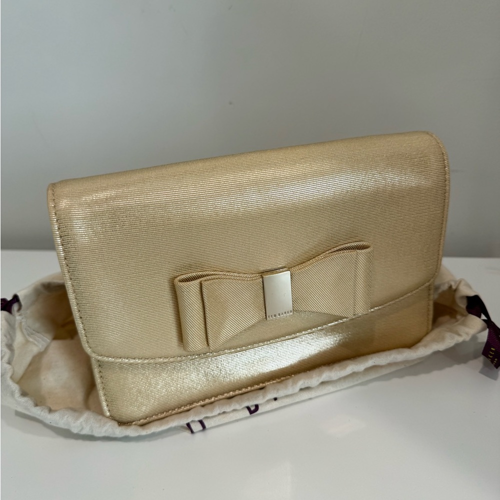 Tex baker, gold mini crossbody bag